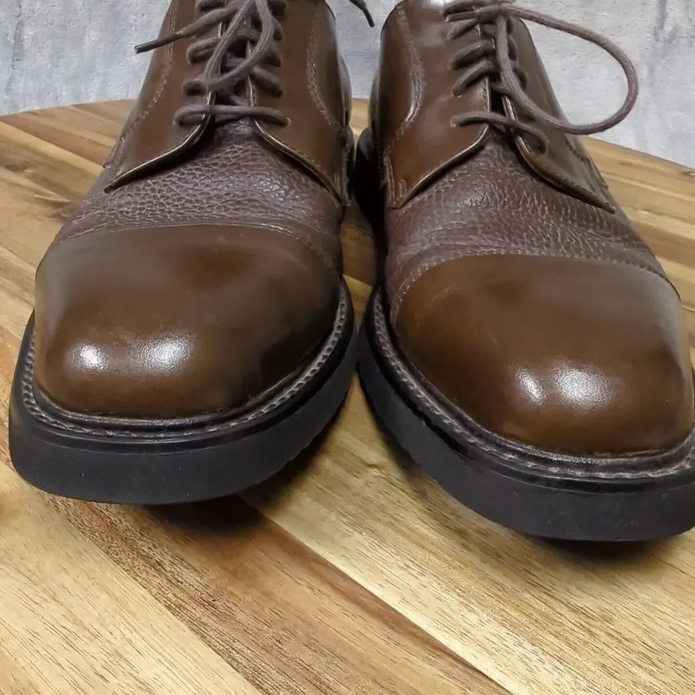 Florsheim FLS Shoes Mens 9 M‎ Brown Leather Midtown Cap Toe Lace Up Oxfords